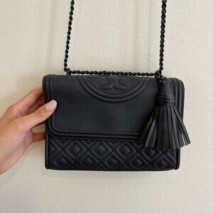 All Black Quilted Tory Burch Crossbody Bag